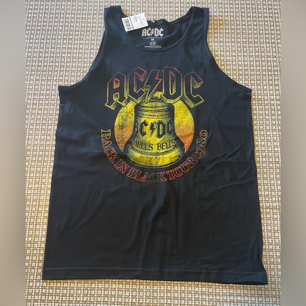 AC/DC Officially Licensed 1980 Retro Back in Black Tank Top Men’s Black NWT